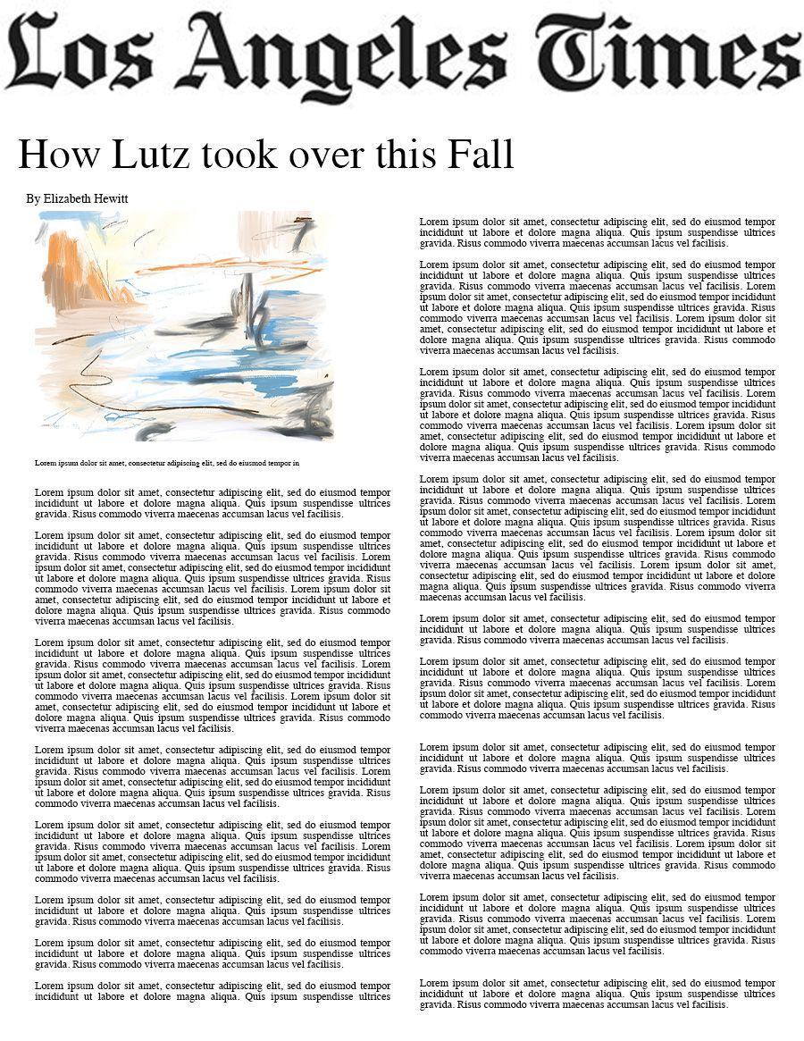 Los Angeles Times: How Lutz took over this Fall